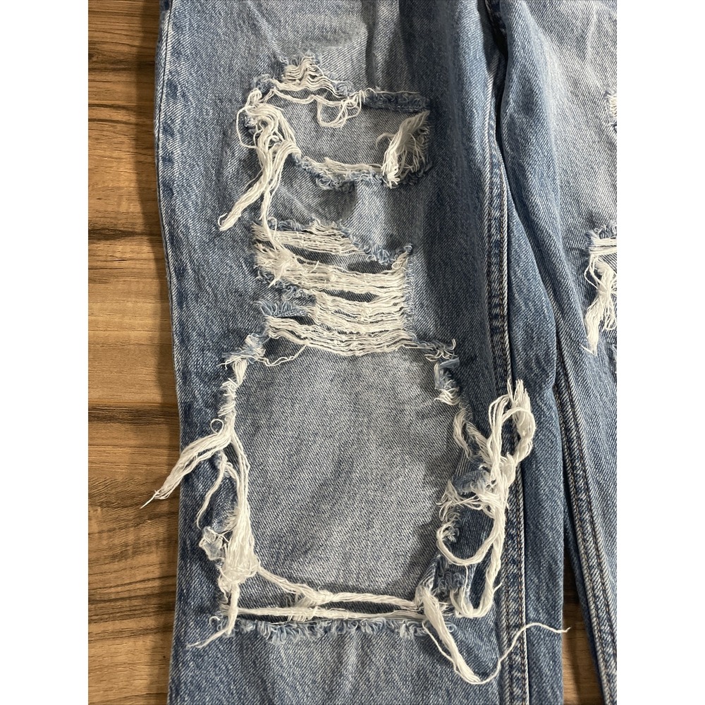 Aeropostale Mom Jeans Women's 6 Blue Distressed High Rise Demin - Picture 2 of 7